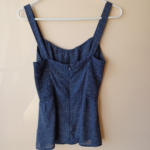 Cabi Women's Sleeveless Top Size 8 Navy & White Smocked Sides Adjustable Straps - Picture 14 of 15